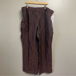 NWT Peter Nygard women’s 3X Textured Linen Blend Pants chocolate brown